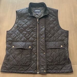 Lands End Men’s XL (46-48) Black Quilted Puffer Best Jacket Full Zip Up
